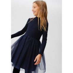 Mango Kids - Sukienka dziecięca Boston 110-152 cm. Niebieskie sukienki dziewczęce Mango Kids, bez wzorów, z bawełny, casualowe, z długim rękawem, długie, maxi, rozkloszowane. Za 119,90 zł.
