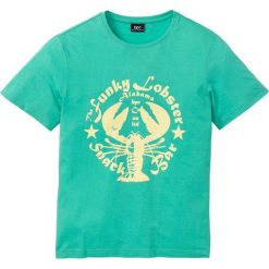 T-shirt z nadrukiem bonprix zieleń oceaniczna z nadrukiem. Zielone t-shirty męskie bonprix, s, z nadrukiem, z bawełny, bez kołnierzyka. Za 27,99 zł.
