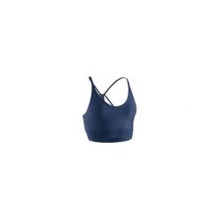 Stanik do tańca nowoczesnego. Niebieskie biustonosze sportowe damskie DOMYOS, bez wzorów, z elastanu, na fitness i siłownię. Za 44,99 zł.
