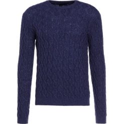 Swetry klasyczne męskie: Roberto Collina CABLE CREWNECK Sweter blue melange