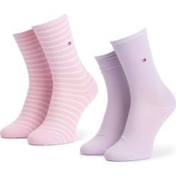 Zestaw 2 par wysokich skarpet damskich TOMMY HILFIGER - 443015001 Pink Combo 174. Różowe skarpetki damskie TOMMY HILFIGER, bez wzorów, z elastanu. Za 49,99 zł.