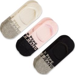 Zestaw 3 par stopek damskich PEPE JEANS - Vida PLU10393 Blue/Pink/Grey/Ecru/Contrast 0AA. Różowe skarpetki damskie Pepe Jeans, bez wzorów, z elastanu. Za 79,00 zł.