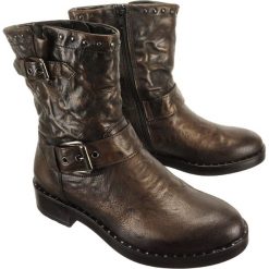 TAMARIS 25446-31 009 bronce, botki damskie. Botki damskie Tamaris, ze skóry, bez obcasa, na obcasie, na zamek. W wyprzedaży za 200,00 zł.