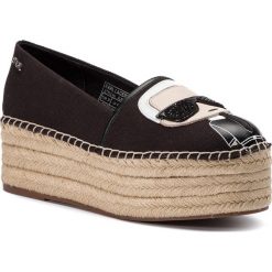 Espadryle KARL LAGERFELD - KL80311 Black Lthr/Textile. Czarne espadryle damskie KARL LAGERFELD, bez wzorów, ze skóry, bez obcasa, na koturnie, bez zapięcia. Za 669,00 zł.