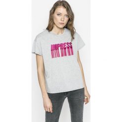 Only - Top. Szare topy damskie marki ONLY, s, z nadrukiem, z bawełny, z okrągłym kołnierzem. W wyprzedaży za 69,90 zł.