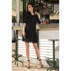Zjawiskowa sukienka mini L244 czarny czarny. Czarne sukienki damskie Tagless, na co dzień, na wiosnę, s, bez wzorów, z elastanu, eleganckie, z okrągłym kołnierzem, bez rękawów, mini, proste. Za 159,90 zł.