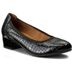 Półbuty CAPRICE - 9-22302-29 Blk Croco Pat. 041. Czarne półbuty damskie Caprice, bez wzorów, ze skóry, bez obcasa, na obcasie, bez zapięcia. W wyprzedaży za 169,00 zł.