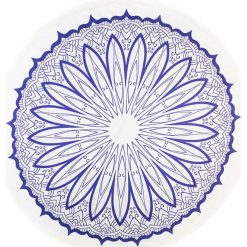 Chusty damskie: Chusta hammam w kolorze niebiesko-białym – Ø 150 cm