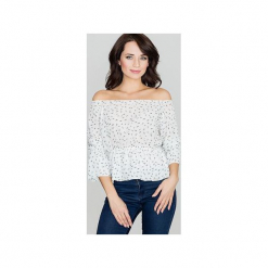 Bluzka K299 Ecru. Brązowe bluzki damskie Lenitif, xl, bez wzorów, z tkaniny, bez kołnierzyka, bez rękawów. Za 89,00 zł.