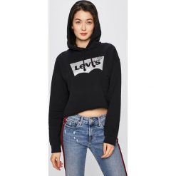 Levi's - Bluza. Czarne bluzy damskie marki Levi's®, s, z nadrukiem, z bawełny, bez rękawów, z kapturem. Za 239,90 zł.