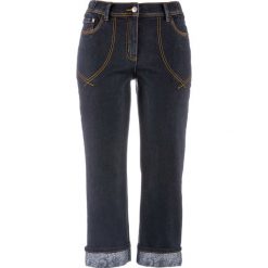 Dżinsy 7/8 bonprix ciemny denim. Czarne jeansy damskie bonprix, z jeansu. Za 49,99 zł.