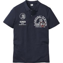 Shirt polo z nadrukiem bonprix ciemnoniebieski. Niebieskie koszulki męskie bonprix, s, z nadrukiem, polo, bez rękawów. Za 54,99 zł.