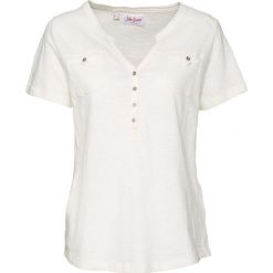 Shirt z bawełny organicznej, krótki rękaw bonprix biel wełny. Białe koszulki damskie bonprix, bez wzorów, z bawełny, bez kołnierzyka, z krótkim rękawem. Za 37,99 zł.