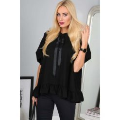 Czarna Bluza Oversize 0004. Czarne bluzy damskie marki Fasardi, bez wzorów, bez rękawów, bez kaptura. Za 79,00 zł.