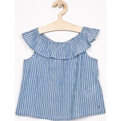 Tommy Hilfiger - Top dziecięcy 110-176 cm. Niebieskie bluzki dziewczęce TOMMY HILFIGER, bez wzorów, z bawełny, z okrągłym kołnierzem, bez rękawów, bez kaptura. W wyprzedaży za 119,90 zł.