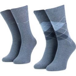 Zestaw 2 par wysokich skarpet męskich TOM TAILOR - 9044 Argyle Light Denim 434. Niebieskie skarpetki męskie Tom Tailor, bez wzorów, z elastanu. Za 29,00 zł.