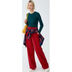 Ażurowy sweter z warkoczami. Zielone swetry damskie Pull&Bear, bez wzorów, bez rękawów, bez kaptura. Za 69,90 zł.