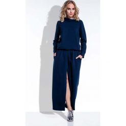 Dzianinowy Granatowy Komplet Długa Spódnica i Bluza z Kapturem. Niebieskie spódniczki damskie Molly.pl, na co dzień, s, bez wzorów, z dzianiny, wizytowe, długie, maxi, proste. Za 250,00 zł.