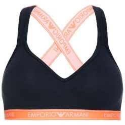 Biustonosz top Emporio Armani Underwear 163995 9P317 00135. Niebieskie biustonosze Emporio Armani Underwear, bez wzorów, z elastanu. W wyprzedaży za 129,00 zł.