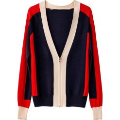 Sweter na suwak color-block. Szare kardigany damskie marki La Redoute Collections, xxl, z bawełny. Za 126,38 zł.