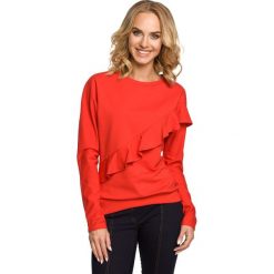 EMELY Bluza z falbanką - czerwona. Czerwone bluzy damskie Moe, s, bez wzorów, bez rękawów, bez kaptura. Za 139,00 zł.