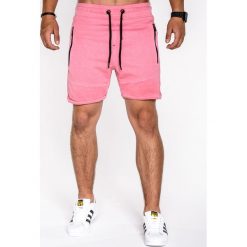 KRÓTKIE SPODENKI MĘSKIE DRESOWE P519 - CZERWONE. Czerwone szorty męskie marki Ombre Clothing, na lato, s, z bawełny, krótkie. Za 31,20 zł.