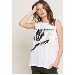Nike Sportswear - Top. Szare topy damskie marki Nike Sportswear, s, z nadrukiem, z elastanu, z okrągłym kołnierzem. W wyprzedaży za 129,90 zł.