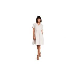 Sukienki Be B081 Sukienka mini odcinana pod biustem. Brązowe sukienki damskie BE, s, bez wzorów, bez kołnierzyka, bez rękawów, mini. Za 129,00 zł.