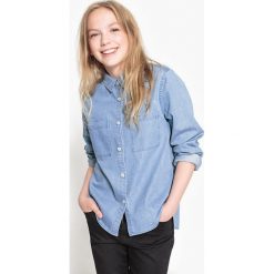 Denimowa koszula 10-16 lat. Szare bluzki dziewczęce marki La Redoute Collections, z bawełny, z koszulowym kołnierzykiem, z długim rękawem. Za 73,46 zł.
