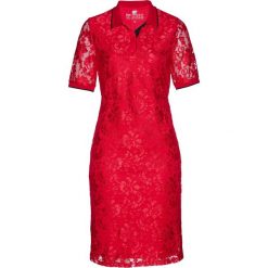 Sukienka polo z koronki bonprix czerwony. Czerwone sukienki damskie bonprix, w koronkowe wzory, z koronki, polo, bez rękawów. Za 59,99 zł.