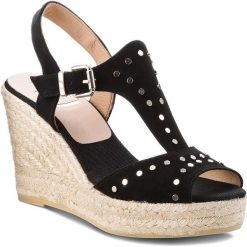Espadryle KANNA - KV8126 Ante Negro. Czarne espadryle damskie Kanna, bez wzorów, ze skóry, bez obcasa, na obcasie. W wyprzedaży za 269,00 zł.
