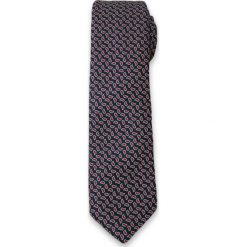 Stylowy Krawat Męski w Drobny, Czerwony Wzór Paisley - Alties- Granatowy KRALTS0107. Niebieskie krawaty męskie Alties, bez wzorów, z tkaniny, eleganckie. Za 40,00 zł.