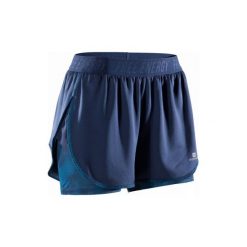 Spodenki 2 w 1 fitness kardio 500 damskie. Niebieskie bermudy damskie DOMYOS. W wyprzedaży za 44,99 zł.