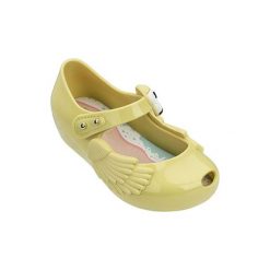 Baleriny w kolorze żółtym. Żółte baleriny dziewczęce Melissa, Pepe Jeans, z aplikacjami, bez obcasa. W wyprzedaży za 139,95 zł.
