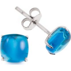 Kolczyki damskie: RABAT Białe Złoto Kolczyki - złoto białe 333, Blue topaz
