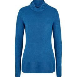 Sweter z golfem bonprix niebieski polarny. Niebieskie swetry damskie bonprix, bez wzorów, bez rękawów. Za 59,99 zł.