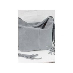 Zamszowa Shopper boho jasno szary. Szare torby damskie na zakupy marki Fabiola, ze skóry, duże, zamszowe. Za 281,00 zł.
