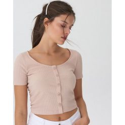 Bluzka z guzikami - Beżowy. Brązowe bluzki damskie House, s, bez wzorów, bez kołnierzyka, bez rękawów. Za 29,99 zł.