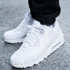 BUTY NIKE AIR MAX 90 ESSENTIAL "ALL WHITE" (537384-111). Białe buty sportowe męskie Nike, z tkaniny, bez zapięcia, nike air max. Za 499,99 zł.