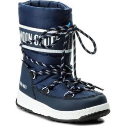 Buty zimowe chłopięce: Śniegowce MOON BOOT – We Sport Jr Wp 34051300002 Blu Navy/Bianco