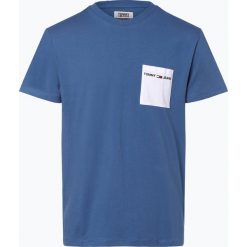 Tommy Jeans - T-shirt męski, niebieski. Niebieskie t-shirty męskie Tommy Jeans, s, bez wzorów, z jeansu, z kontrastowym kołnierzykiem. Za 139,95 zł.