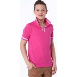 Koszulka polo chłopięca amarantowa NDZ4475. Różowe t-shirty chłopięce Fasardi, bez wzorów, bez rękawów. Za 49,00 zł.