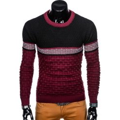 SWETER MĘSKI E132 - BORDOWY. Czerwone swetry klasyczne męskie marki Inny, m, klasyczne, z klasycznym kołnierzykiem. Za 39,00 zł.