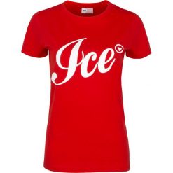 T- shirt Ice Play By ICEBERG. Czerwone koszulki damskie ICE PLAY BY ICEBERG, bez wzorów, z bawełny, z włoskim kołnierzykiem, bez rękawów. Za 109,00 zł.