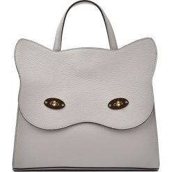 Torebki klasyczne damskie: Skórzana torebka w kolorze szarym – 31 x 24 x 11 cm