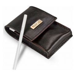 Skórzane damskie etui na papierosy Felice FA14 slim ciemnobrązowe - Brązowy. Pomarańczowe etui damskie Felice, ze skóry. Za 29,99 zł.