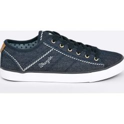 Wrangler - Tenisówki Starry. Niebieskie trampki i tenisówki damskie marki Wrangler, ze skóry, na sznurówki. W wyprzedaży za 149,90 zł.