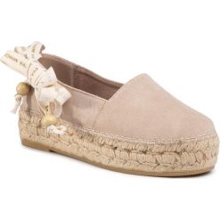Espadryle EVA MINGE - EM-14-07-000729 803. Brązowe espadryle damskie Eva Minge, bez wzorów, ze skóry, bez obcasa, na koturnie, bez zapięcia. W wyprzedaży za 309,00 zł.