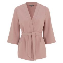 Happy Holly Bluzka typu kimono Estelle Różowo-brązowe female 32/34. Różowe bluzki damskie Happy Holly, w paski, eleganckie, bez kołnierzyka, bez rękawów. Za 159,00 zł.