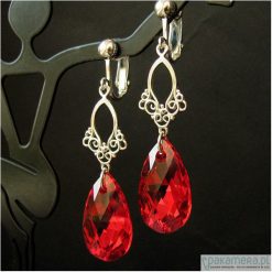 Biżuteria i zegarki: Czerwone klipsy kryształ Swarovski – Nindanao
